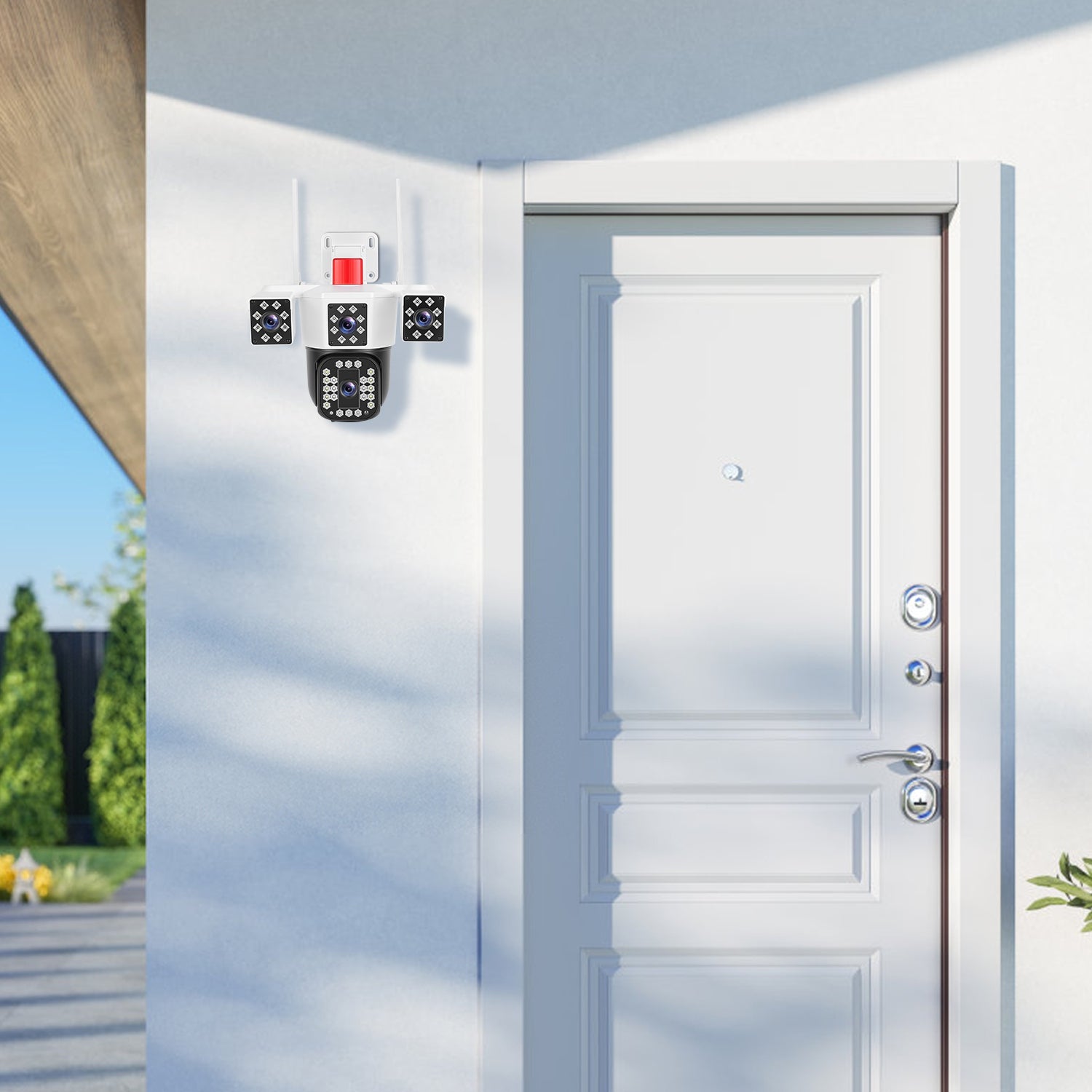 1080P HD 4-Lens Security Camera 360 Degree Night Vision Auto Motion Tracking Audio IP66 Waterproof