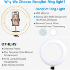 Compatible avec Apple, Lumière vidéo, Lumière dimmable, Lumière annulaire LED pour Selfie, Lumière annulaire USB, Avec trépied.