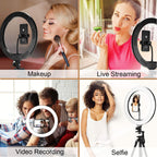 Compatible avec Apple, Lumière vidéo, Lumière dimmable, Lumière annulaire LED pour Selfie, Lumière annulaire USB, Avec trépied.