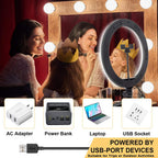 Compatible avec Apple, Lumière vidéo, Lumière dimmable, Lumière annulaire LED pour Selfie, Lumière annulaire USB, Avec trépied.