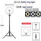 Compatible avec Apple, Lumière vidéo, Lumière dimmable, Lumière annulaire LED pour Selfie, Lumière annulaire USB, Avec trépied.