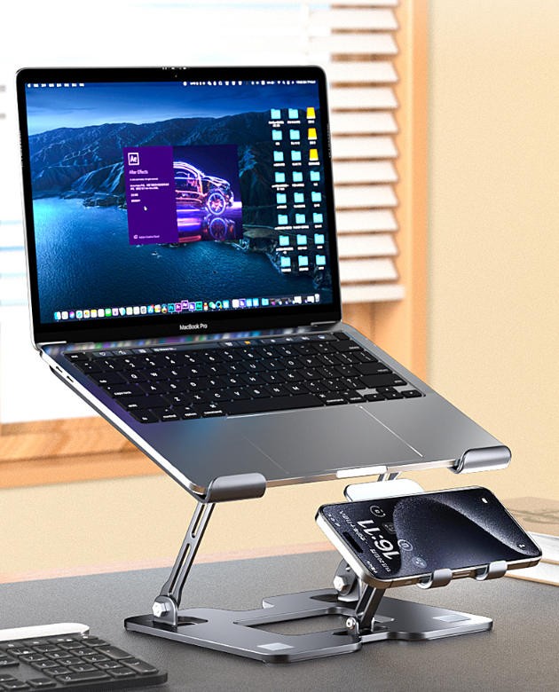 2 In 1 Metal Laptop Holder Phone Stand Laptop Stand Steel Laptop Riser