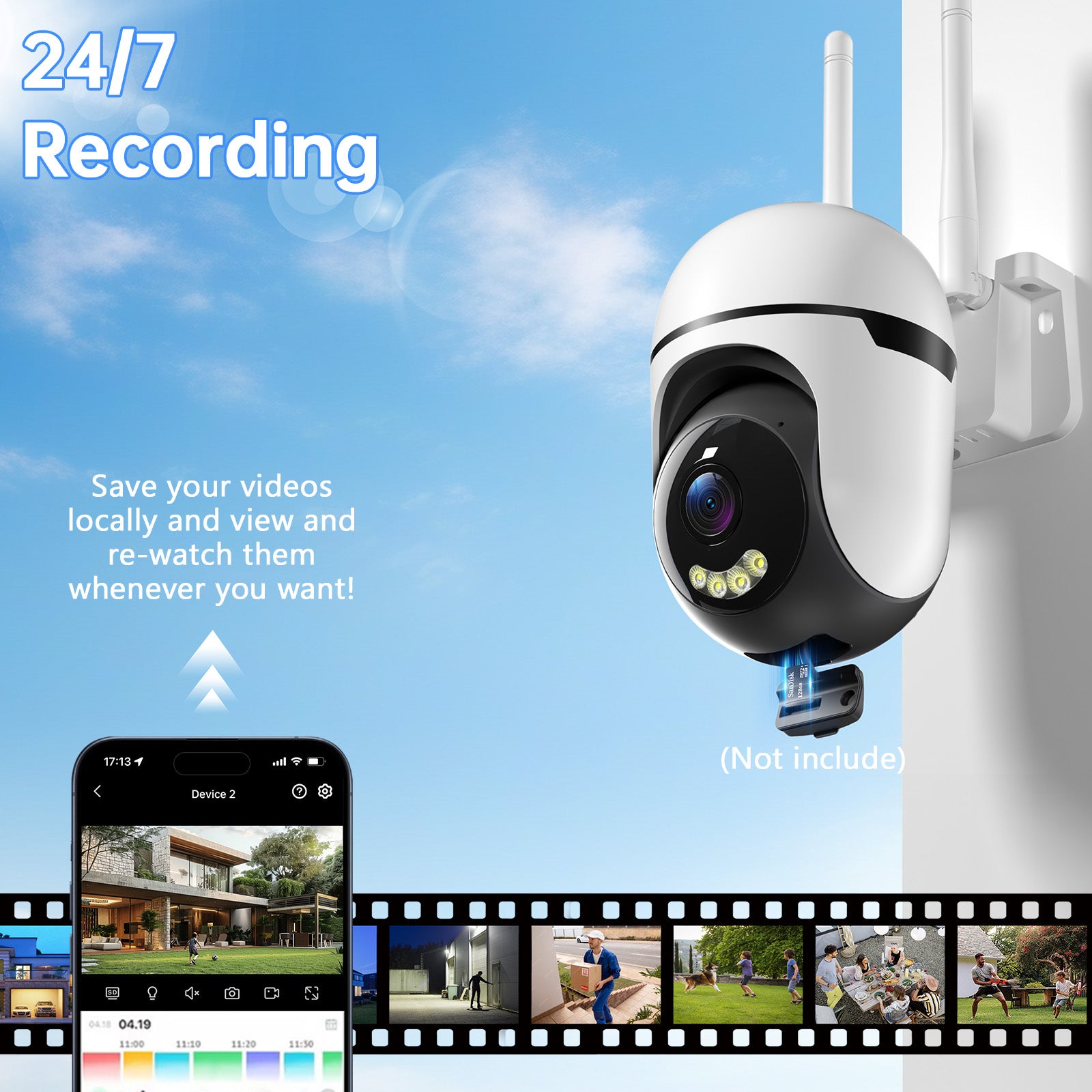 3MP PTZ Wireless Indoor Outdoor Camera