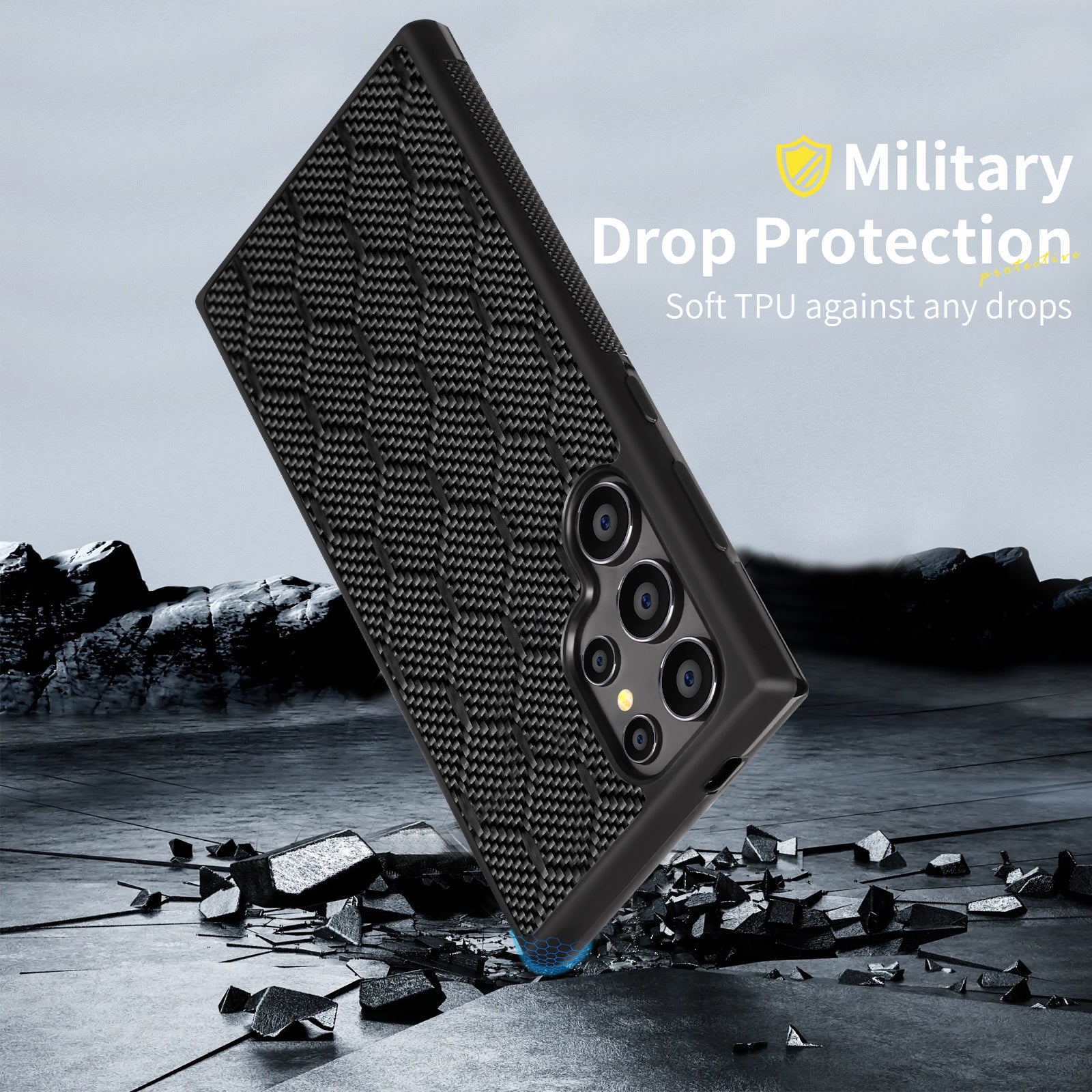 Carbon Fiber Square Twill Honeycomb Phone Case Compatible With S25 Ultra