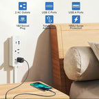 Electrical Outlet Extender Features USB-C,USB-A,and 2 AC Electrical Outlet Extender Stick