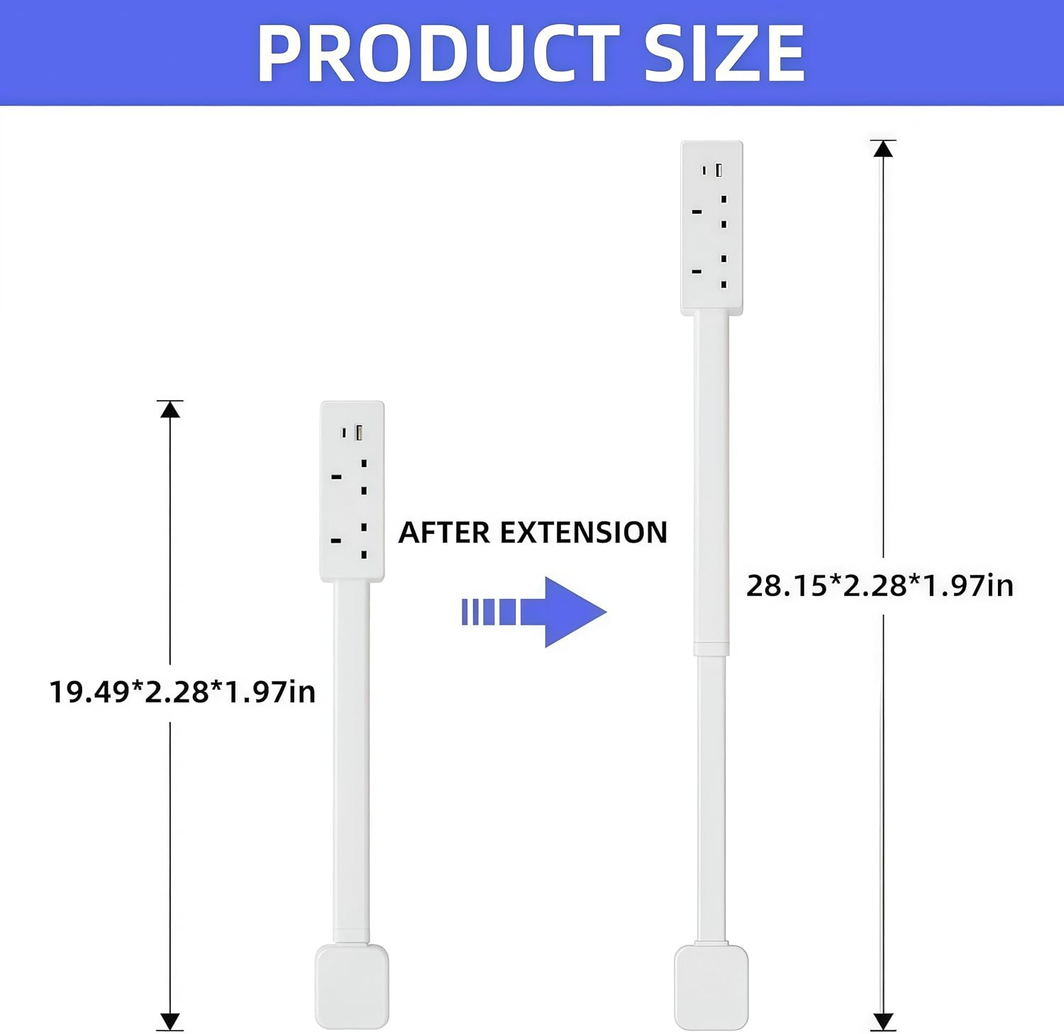 Flat Plug Extender for Behind Furniture | 180° Rotatable Socket with USB-A & USB-C Ports | Outlet Extender for Sofa, Bedside & Desk