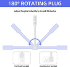 Flat Plug Extender for Behind Furniture | 180° Rotatable Socket with USB-A & USB-C Ports | Outlet Extender for Sofa, Bedside & Desk