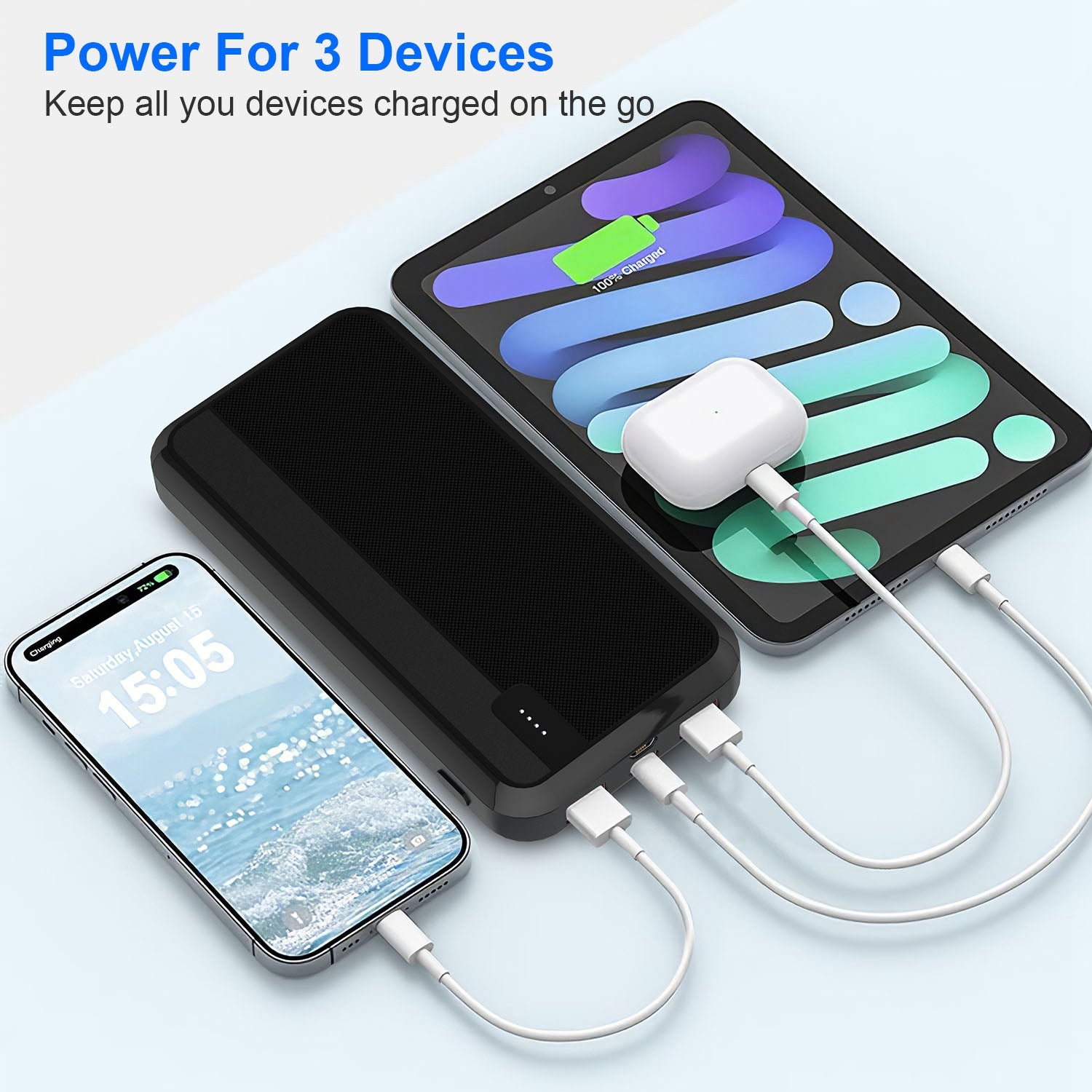 Fast Charging Power Bank Fast Charger Portable Phone Charger With Type-C USB Cable Fit For IOS Phone