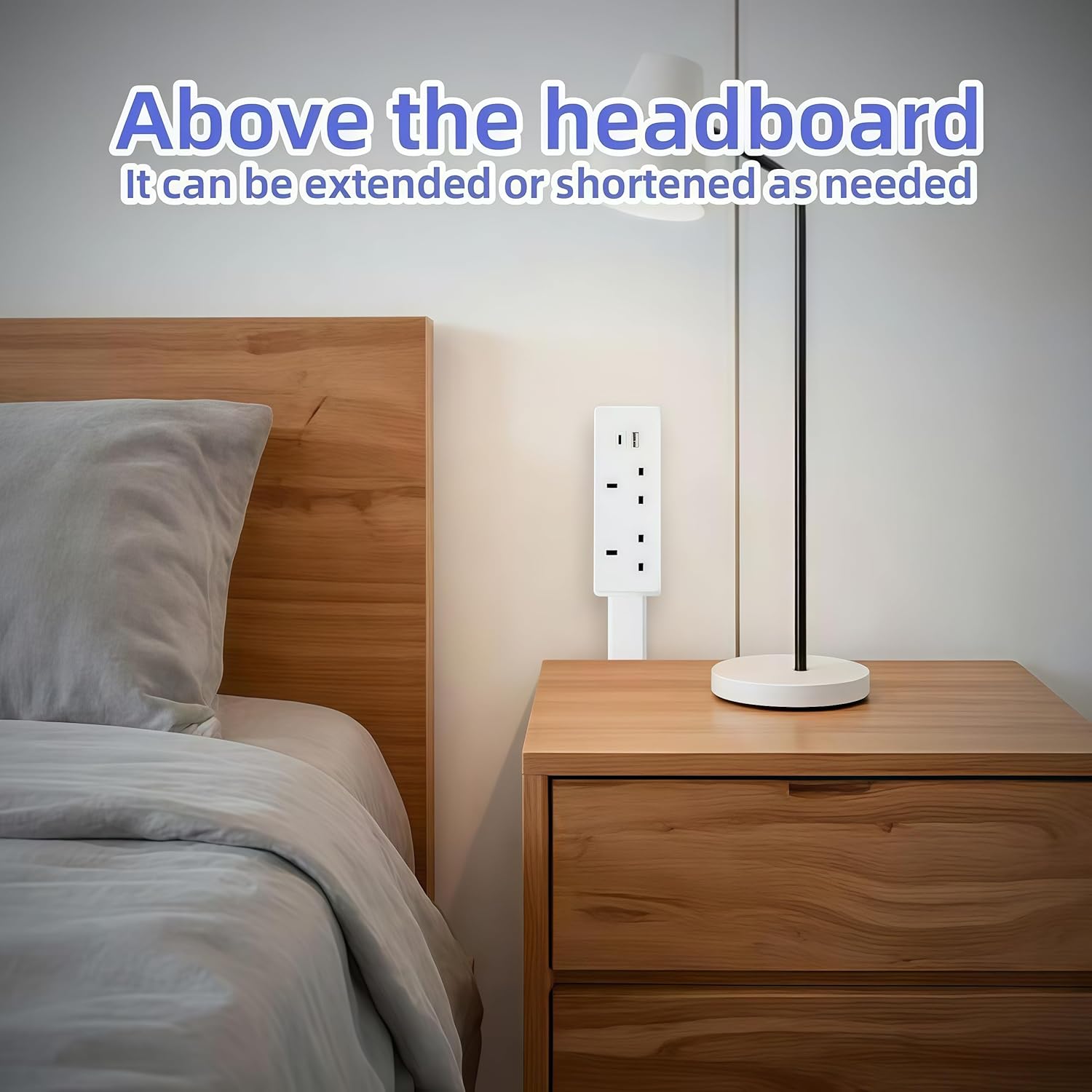 Flat Plug Extender for Behind Furniture | 180° Rotatable Socket with USB-A & USB-C Ports | Outlet Extender for Sofa, Bedside & Desk
