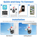 1080P HD 4-Lens Security Camera 360 Degree Night Vision Auto Motion Tracking Audio IP66 Waterproof
