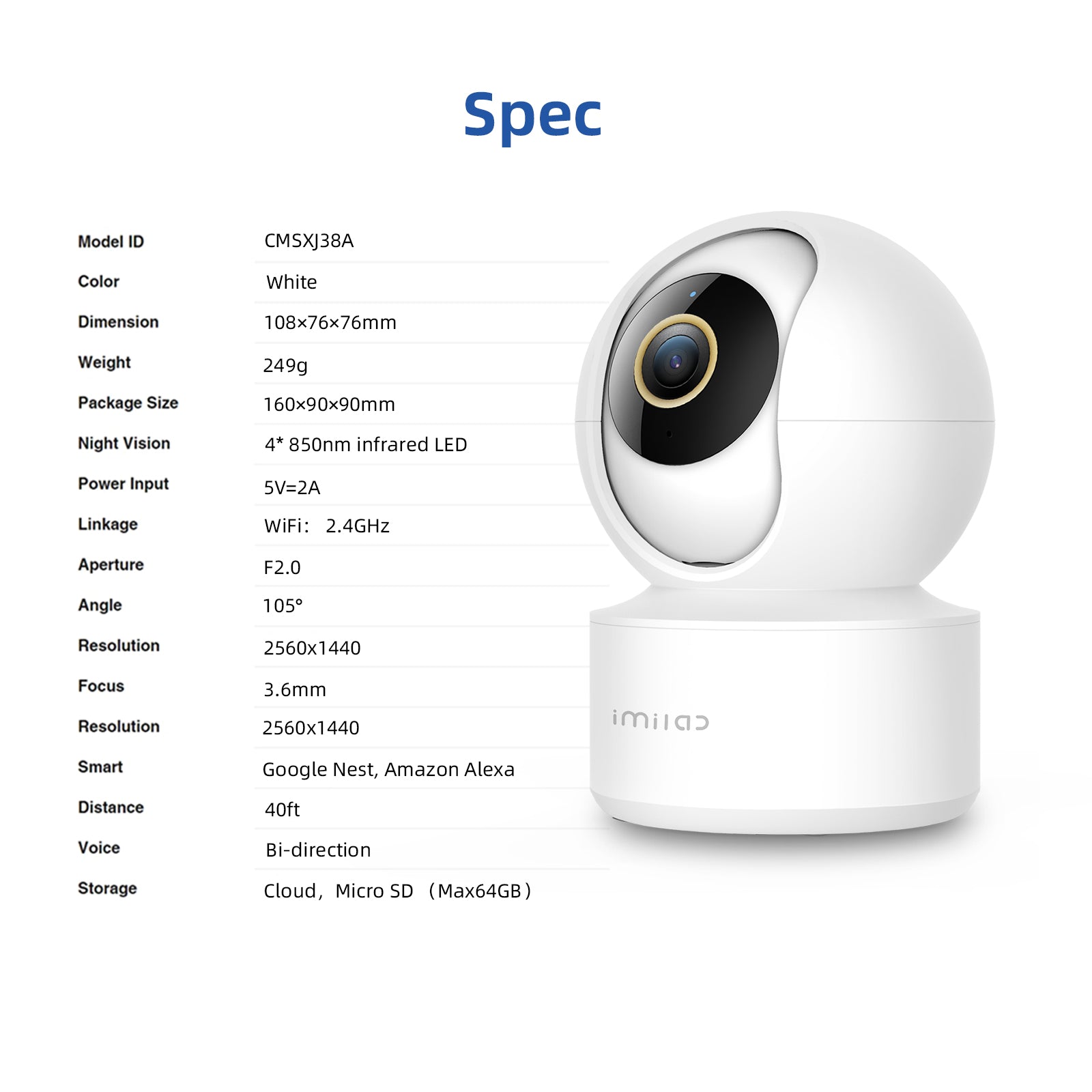 Surveillance Camera Wifi IP Smart Indoor Home Security 360view Starlight Night Vision