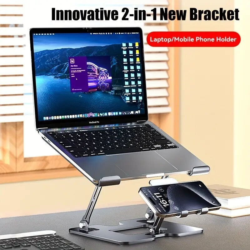 2 In 1 Metal Laptop Holder Phone Stand Laptop Stand Steel Laptop Riser