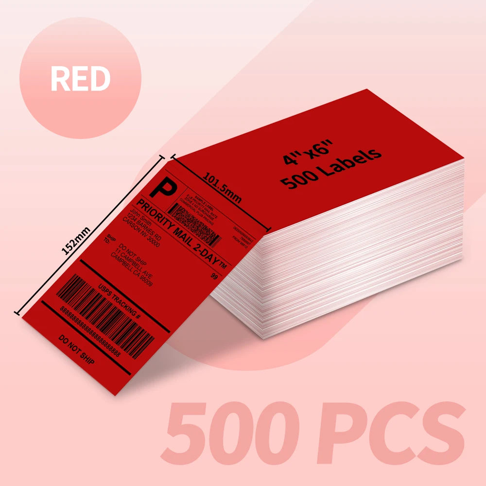 Shipping Labels Packs of 500 4X6 Per Fan-Fold Label for Phomemo 241BT D520BT B246D Label Printer Thermal Labels for Address Mail