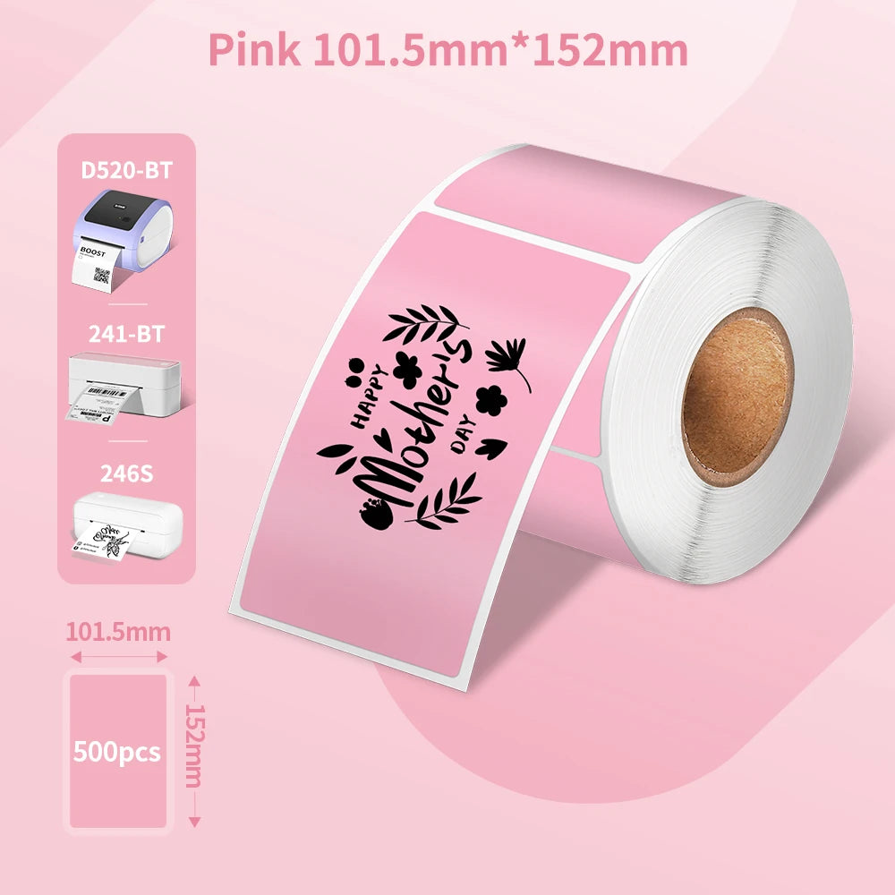 Shipping Labels Packs of 500 4X6 Per Fan-Fold Label for Phomemo 241BT D520BT B246D Label Printer Thermal Labels for Address Mail