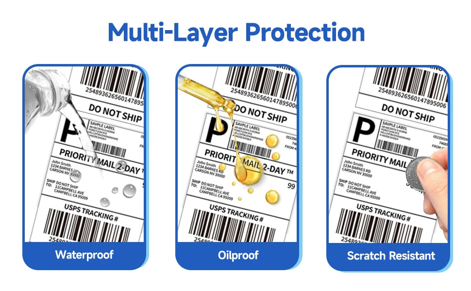 Shipping Labels Packs of 500 4X6 Per Fan-Fold Label for Phomemo 241BT D520BT B246D Label Printer Thermal Labels for Address Mail
