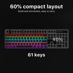 Wired Mechanical Keyboard 60% 17 Backlight Modes Hot-Swappable 61 Keys Brown Blue Red Switch Keyboard for Teclado Gaming Office