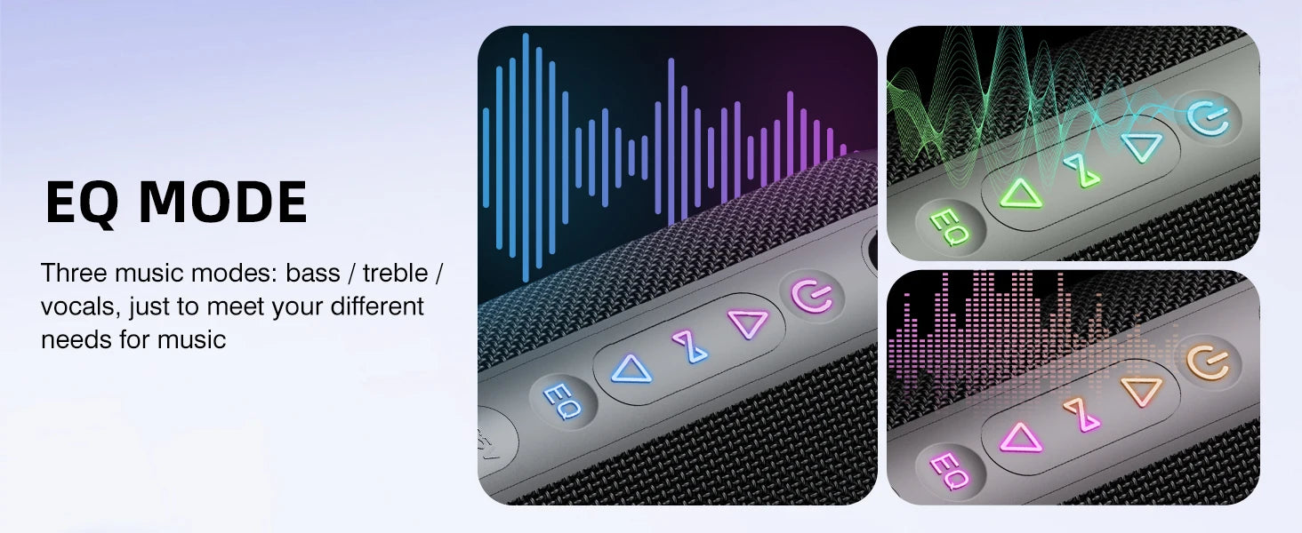 Portable Bluetooth Speaker, Bluetooth 5.4 Speaker, 30W Dual Speaker, Deep Bass, 30H Playtime, 3 EQ Mode, Colorful RGB Lights