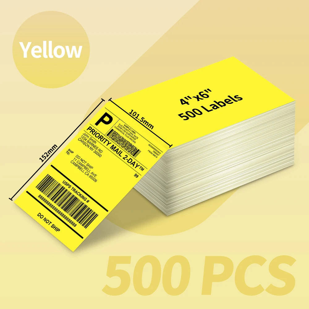 Shipping Labels Packs of 500 4X6 Per Fan-Fold Label for Phomemo 241BT D520BT B246D Label Printer Thermal Labels for Address Mail