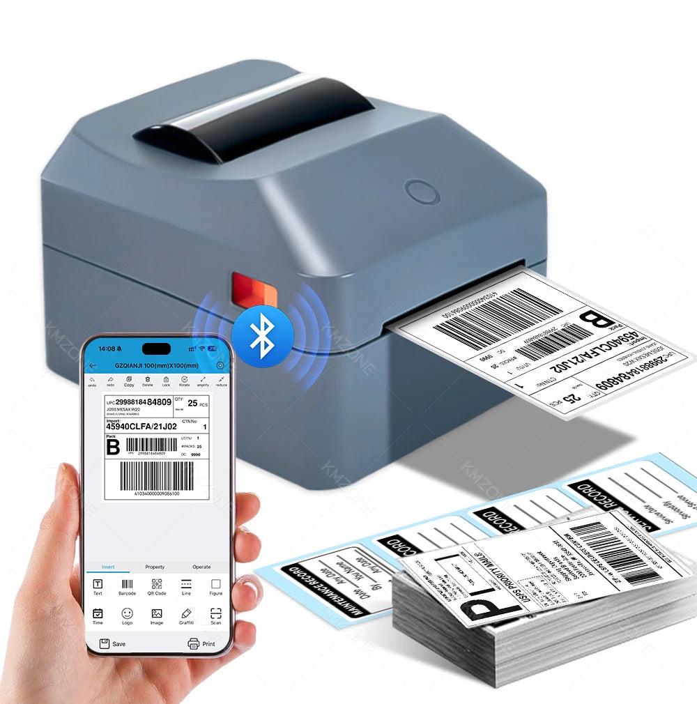 4inch Thermal Label Sticker Waybill Printer 1D 2D Barcodes Print Paper Support QR Code for DHL Fedex EMS Express 25-100mm Print