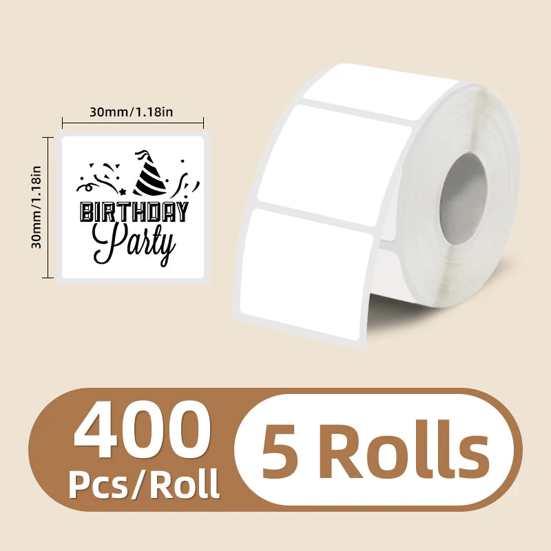 5 Rolls of White Label Stickers, 30Mm/40Mm/50Mm Wide, Compatible with M110/M221/M220/M120/M200/Etc Portable Handheld Thermal Label Printers, for Office, Business, and Home Labeling, Widely Used