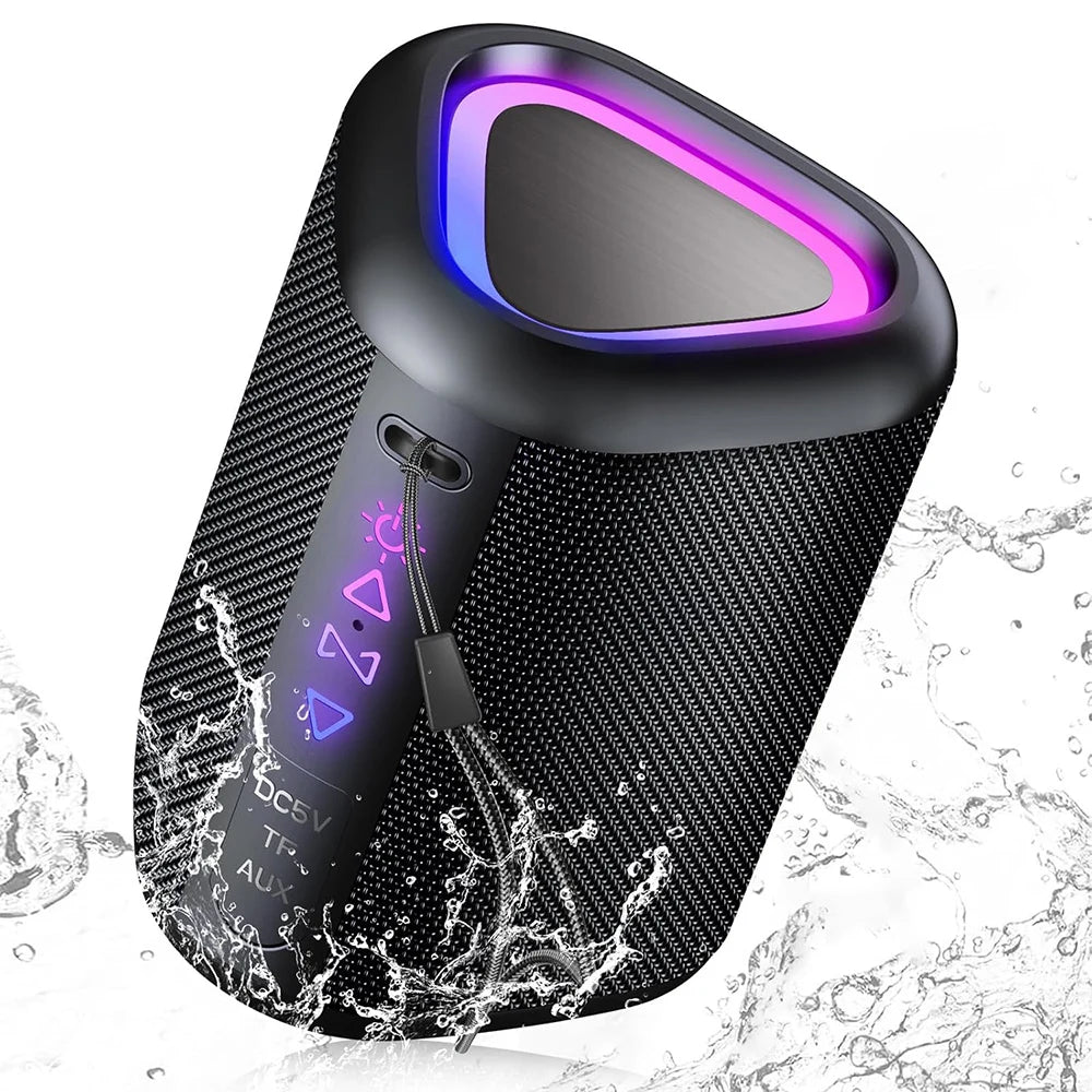Bluetooth Speakers with Led Light, Bluetooth 5.4, 24H Playtime, Enhanced Bass, IPX7 Waterproof