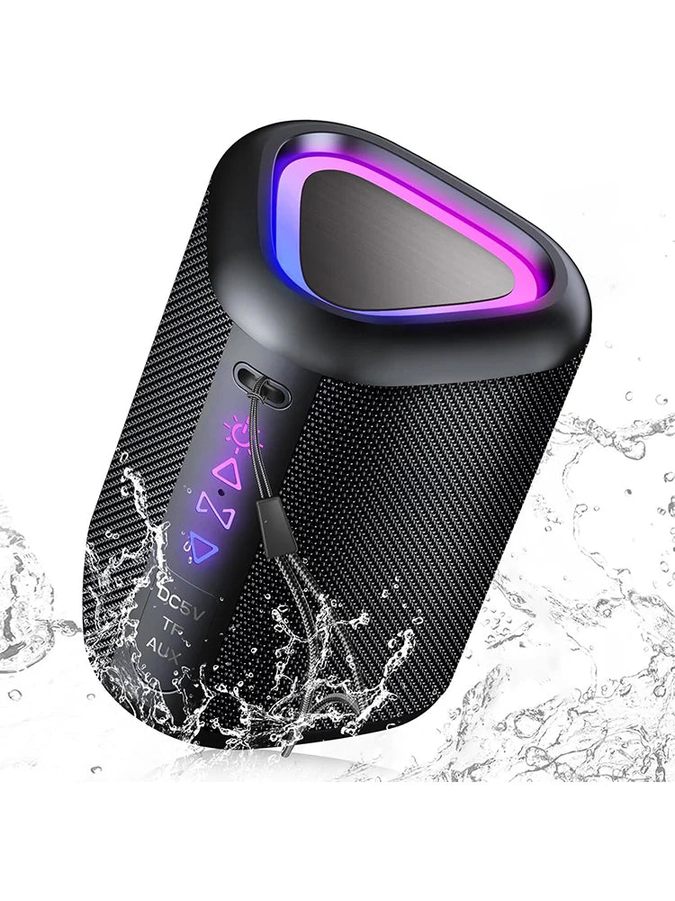 Bluetooth Speakers with Led Light, Bluetooth 5.4, 24H Playtime, Enhanced Bass, IPX7 Waterproof