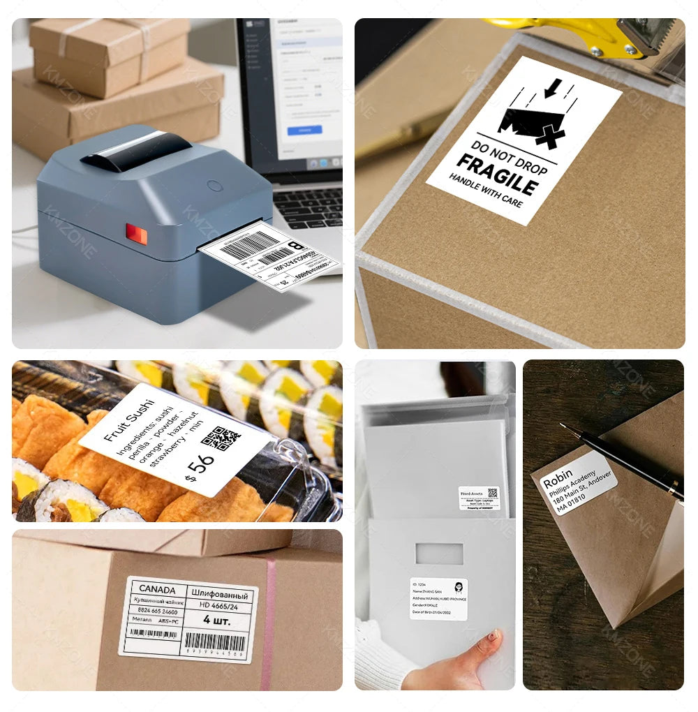 4inch Thermal Label Sticker Waybill Printer 1D 2D Barcodes Print Paper Support QR Code for DHL Fedex EMS Express 25-100mm Print