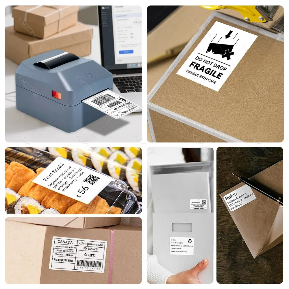 4inch Thermal Label Sticker Waybill Printer 1D 2D Barcodes Print Paper Support QR Code for DHL Fedex EMS Express 25-100mm Print