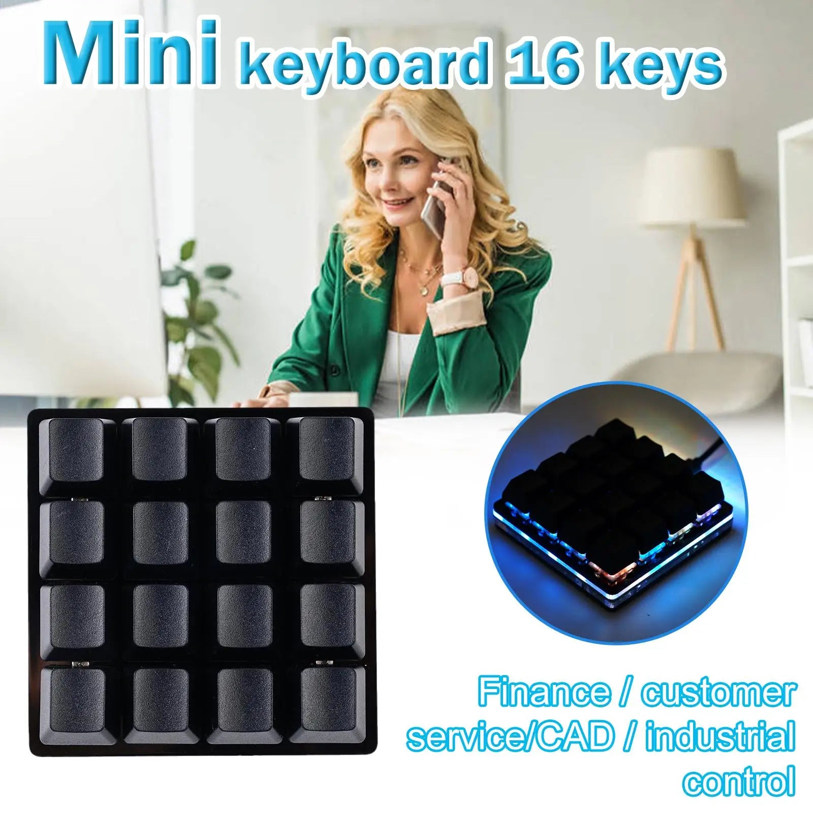 16 Key Automatic Click SayoDevice Programmable Hardware Keyboard Custom Shortcut Keys Mechanical Keyboard Black Small Keyboard