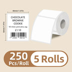 5 Rolls of White Label Stickers, 30Mm/40Mm/50Mm Wide, Compatible with M110/M221/M220/M120/M200/Etc Portable Handheld Thermal Label Printers, for Office, Business, and Home Labeling, Widely Used