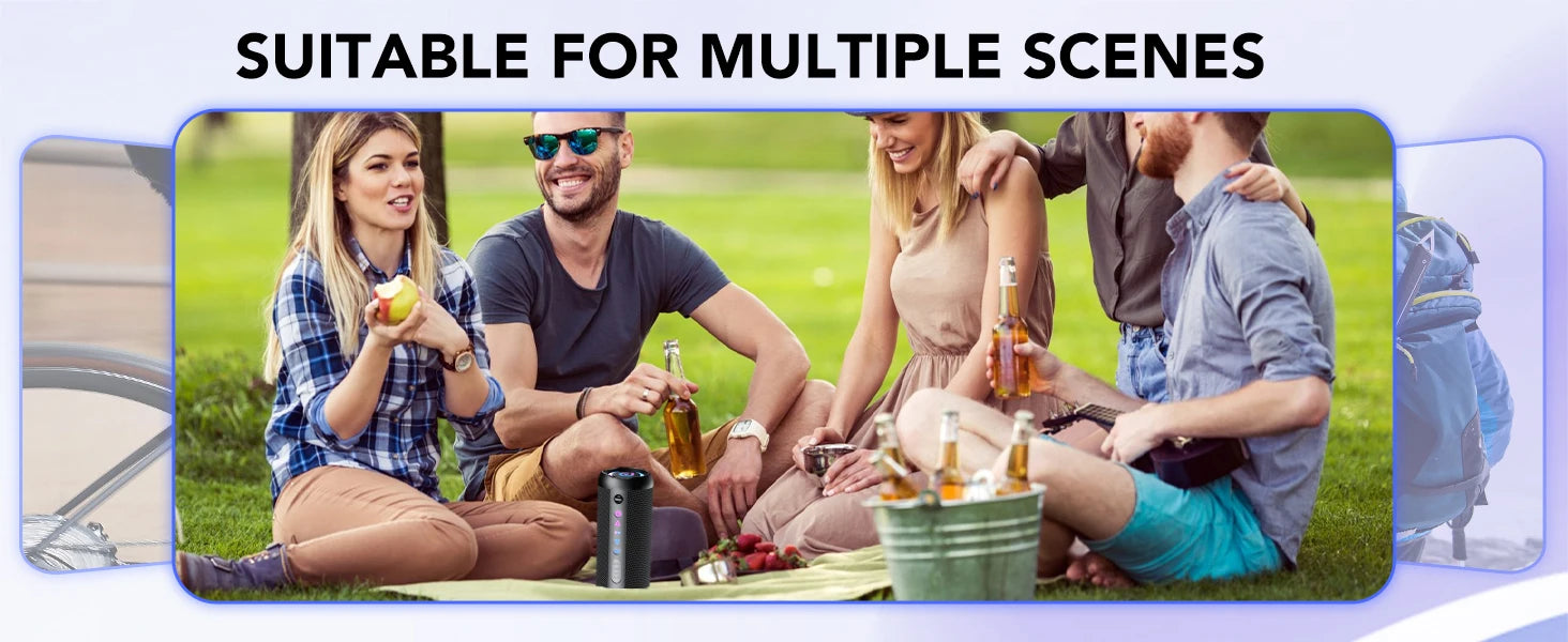 Portable Bluetooth Speaker, Bluetooth 5.4 Speaker, 30W Dual Speaker, Deep Bass, 30H Playtime, 3 EQ Mode, Colorful RGB Lights