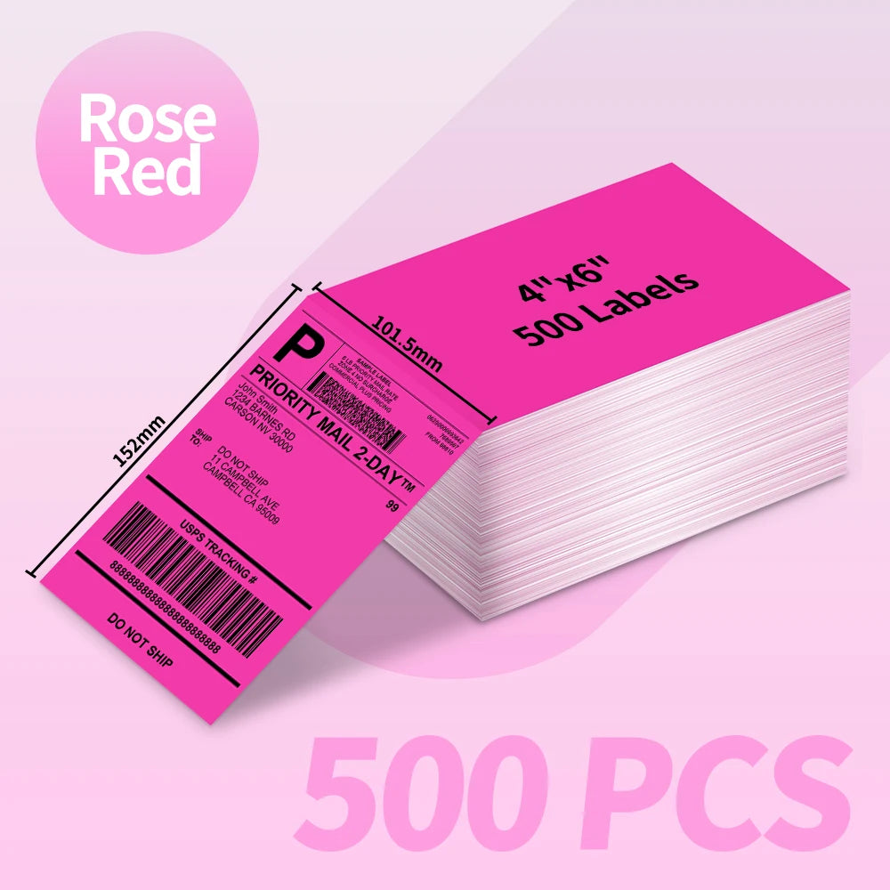 Shipping Labels Packs of 500 4X6 Per Fan-Fold Label for Phomemo 241BT D520BT B246D Label Printer Thermal Labels for Address Mail