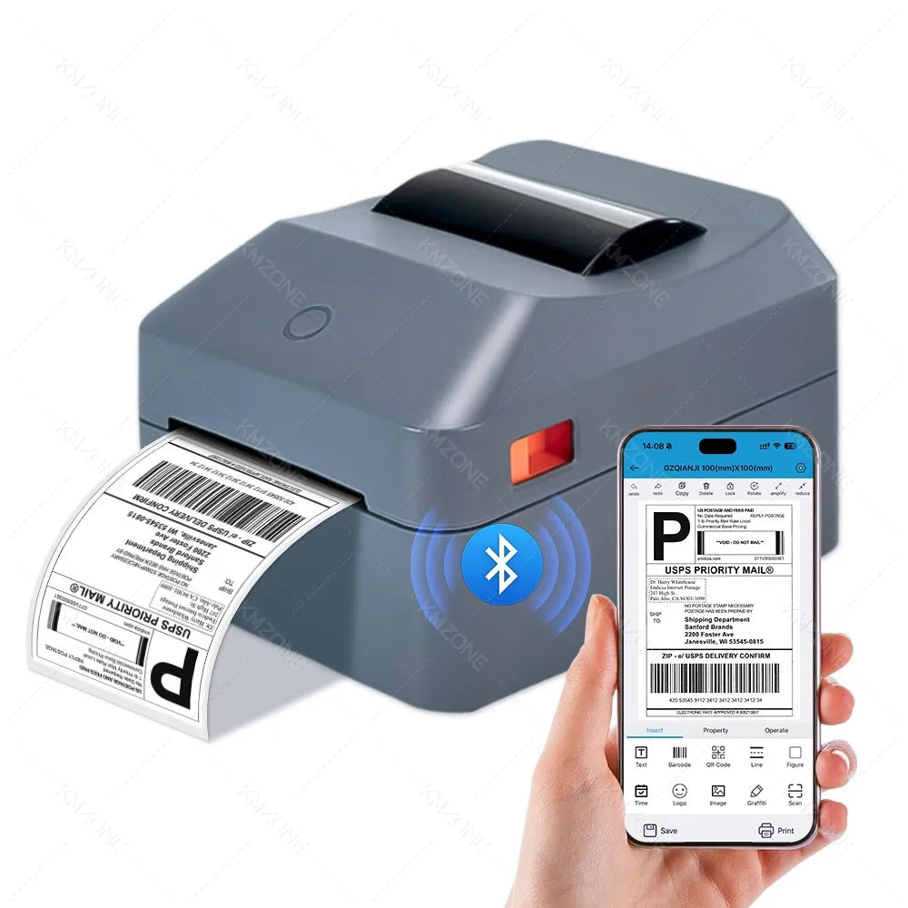 4inch Thermal Label Sticker Waybill Printer 1D 2D Barcodes Print Paper Support QR Code for DHL Fedex EMS Express 25-100mm Print