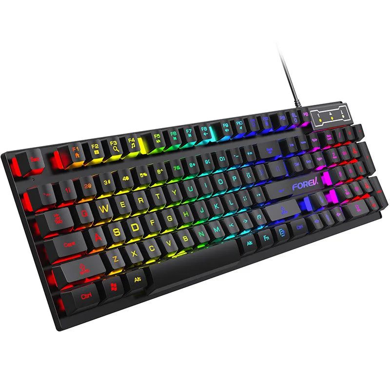 Keyboard 104 Keys Wired Rainbow Gaming Keyboard Universal Waterproof Backlit Laptop/Tablet English Version Office Desktop Laptop