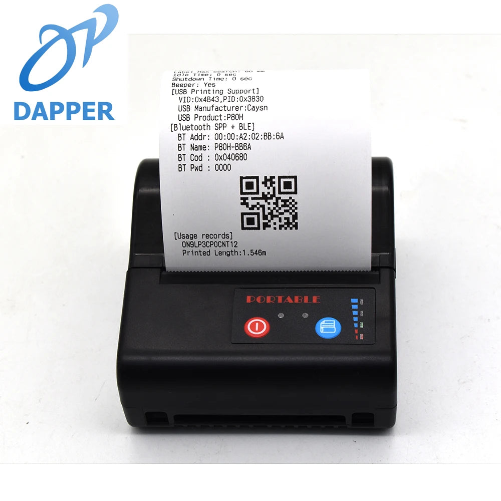 80mm Handy Portable Mini Printer Wireless Inkless Thermal Label Barcode Printer with Android IOS Bill Printing Machine for Phone