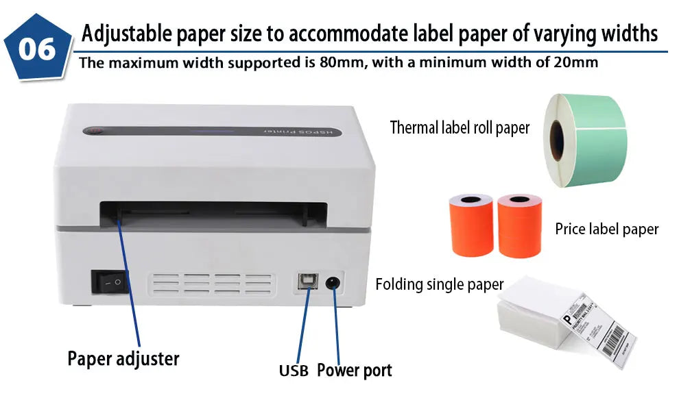 Upgraded Model Blue Tooth Label Printer with Adjustable Size Range of 25-108 mm HS-K38