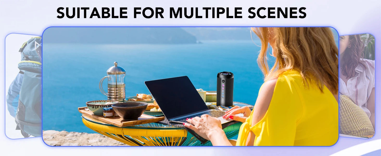 Portable Bluetooth Speaker, Bluetooth 5.4 Speaker, 30W Dual Speaker, Deep Bass, 30H Playtime, 3 EQ Mode, Colorful RGB Lights