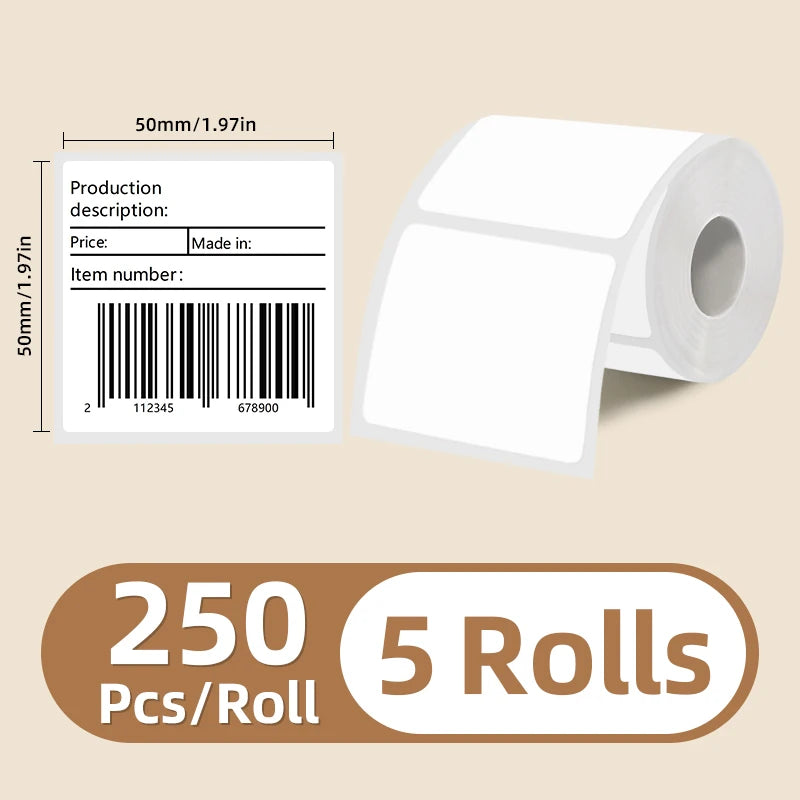 5 Rolls of White Label Stickers, 30Mm/40Mm/50Mm Wide, Compatible with M110/M221/M220/M120/M200/Etc Portable Handheld Thermal Label Printers, for Office, Business, and Home Labeling, Widely Used