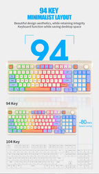 Keyboard 94 Keys 90% Layout Spanish Russian Korean Arabic Keyboard USB Wired RGB Light Volume Knob Ergonomics Gaming Office K82