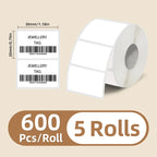 5 Rolls of White Label Stickers, 30Mm/40Mm/50Mm Wide, Compatible with M110/M221/M220/M120/M200/Etc Portable Handheld Thermal Label Printers, for Office, Business, and Home Labeling, Widely Used