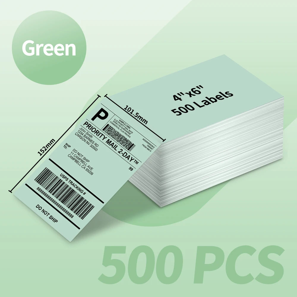 Shipping Labels Packs of 500 4X6 Per Fan-Fold Label for Phomemo 241BT D520BT B246D Label Printer Thermal Labels for Address Mail