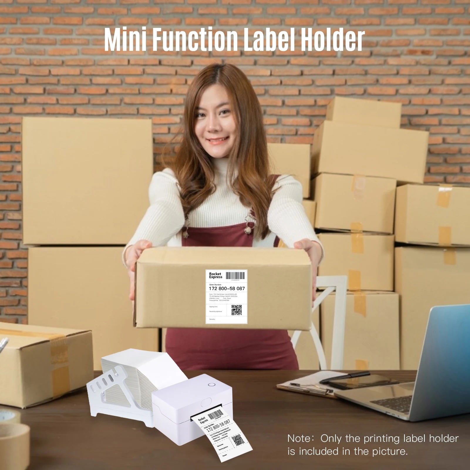 Label Holder for 4x6 Labels Printer Rolls Fanfold Labels 2 in 1 Work for Desktop Themal Label Sticker Dispenser Detachable