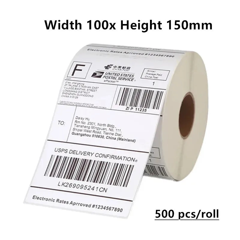 4x6" Shipping Label Printer Thermal Sticker Express Waybill 100x150mm-500 Sheets /roll Waterproof / Oil Proof