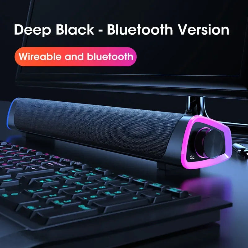 Bluetooth 5.0 Speaker with RGB Luminous Strip  USB Wireless 3D Surround Stereo Sound for PC Laptop