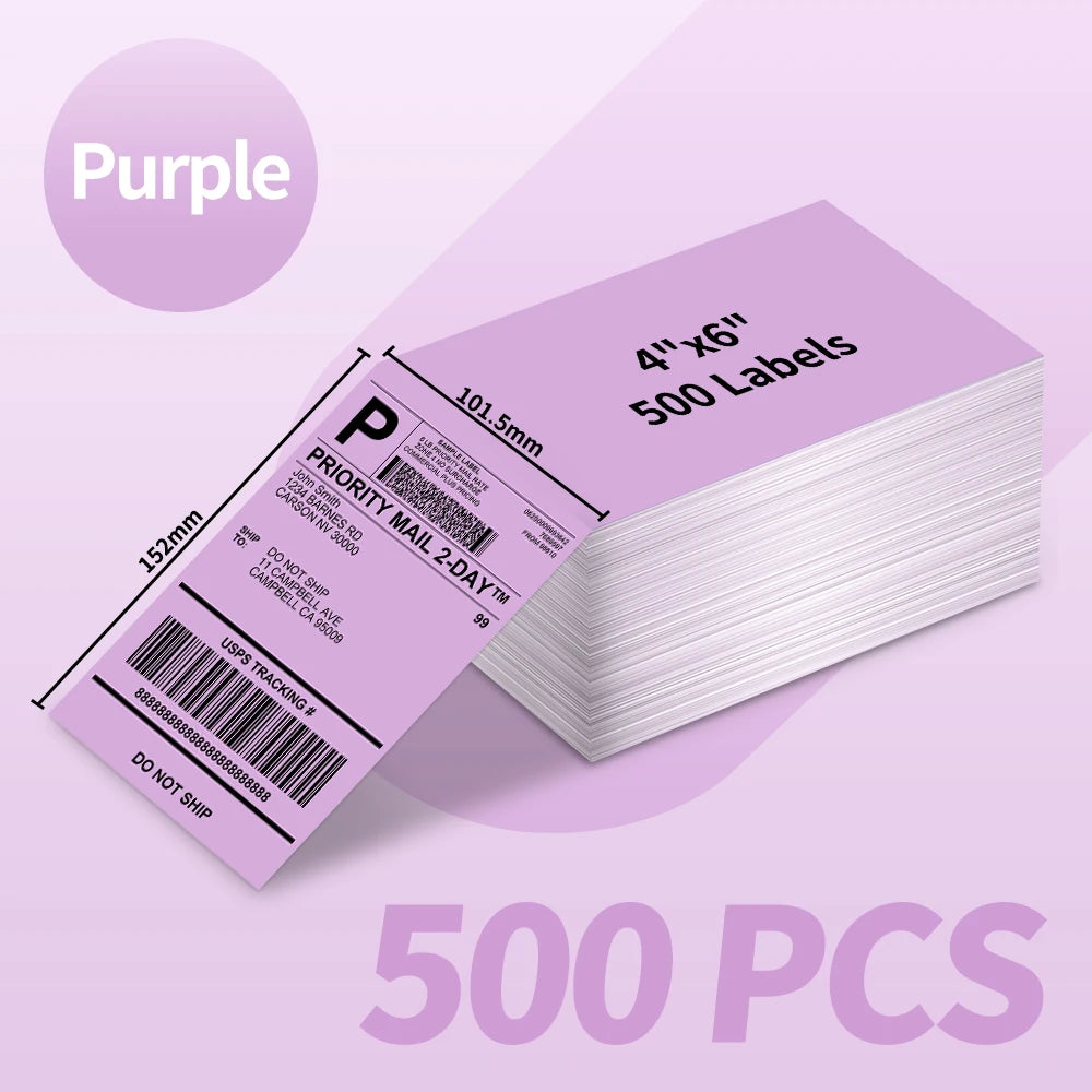 Shipping Labels Packs of 500 4X6 Per Fan-Fold Label for Phomemo 241BT D520BT B246D Label Printer Thermal Labels for Address Mail