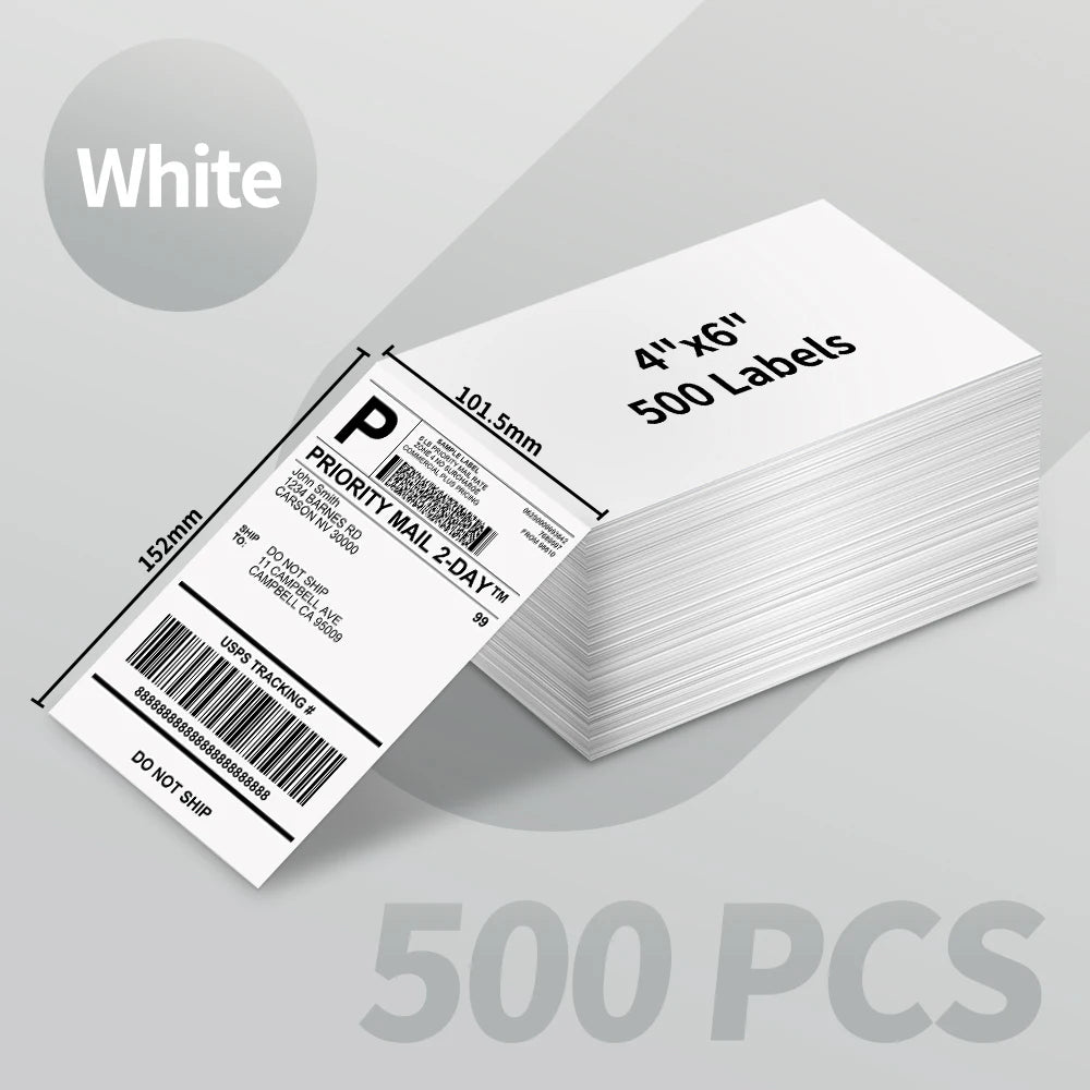 Shipping Labels Packs of 500 4X6 Per Fan-Fold Label for Phomemo 241BT D520BT B246D Label Printer Thermal Labels for Address Mail