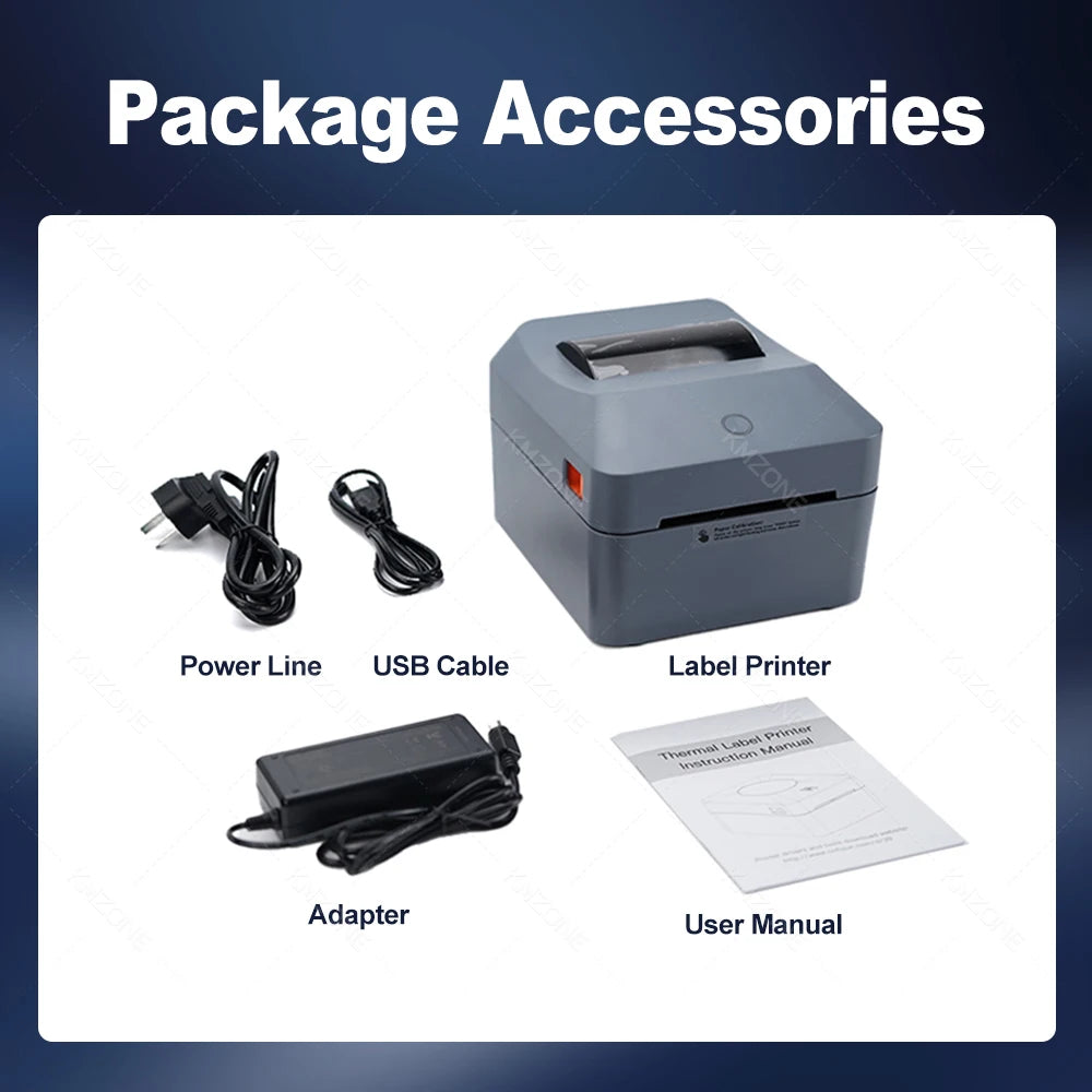 4inch Thermal Label Sticker Waybill Printer 1D 2D Barcodes Print Paper Support QR Code for DHL Fedex EMS Express 25-100mm Print