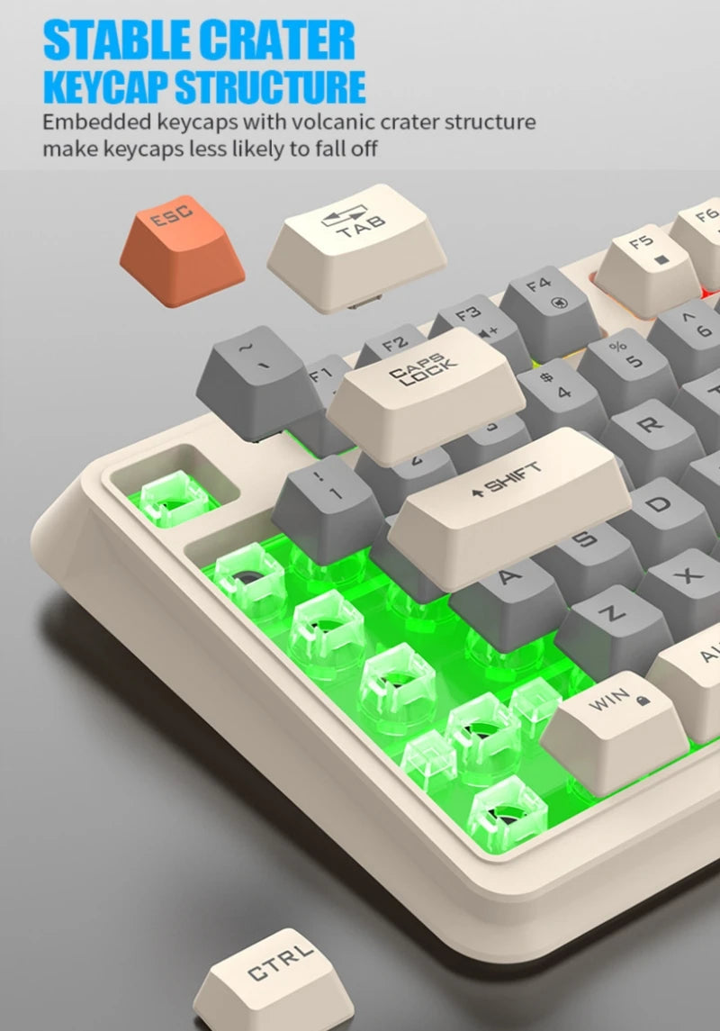 Keyboard 94 Keys 90% Layout Spanish Russian Korean Arabic Keyboard USB Wired RGB Light Volume Knob Ergonomics Gaming Office K82