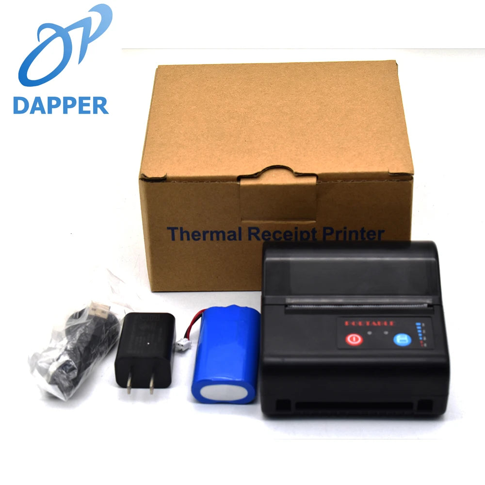 80mm Handy Portable Mini Printer Wireless Inkless Thermal Label Barcode Printer with Android IOS Bill Printing Machine for Phone