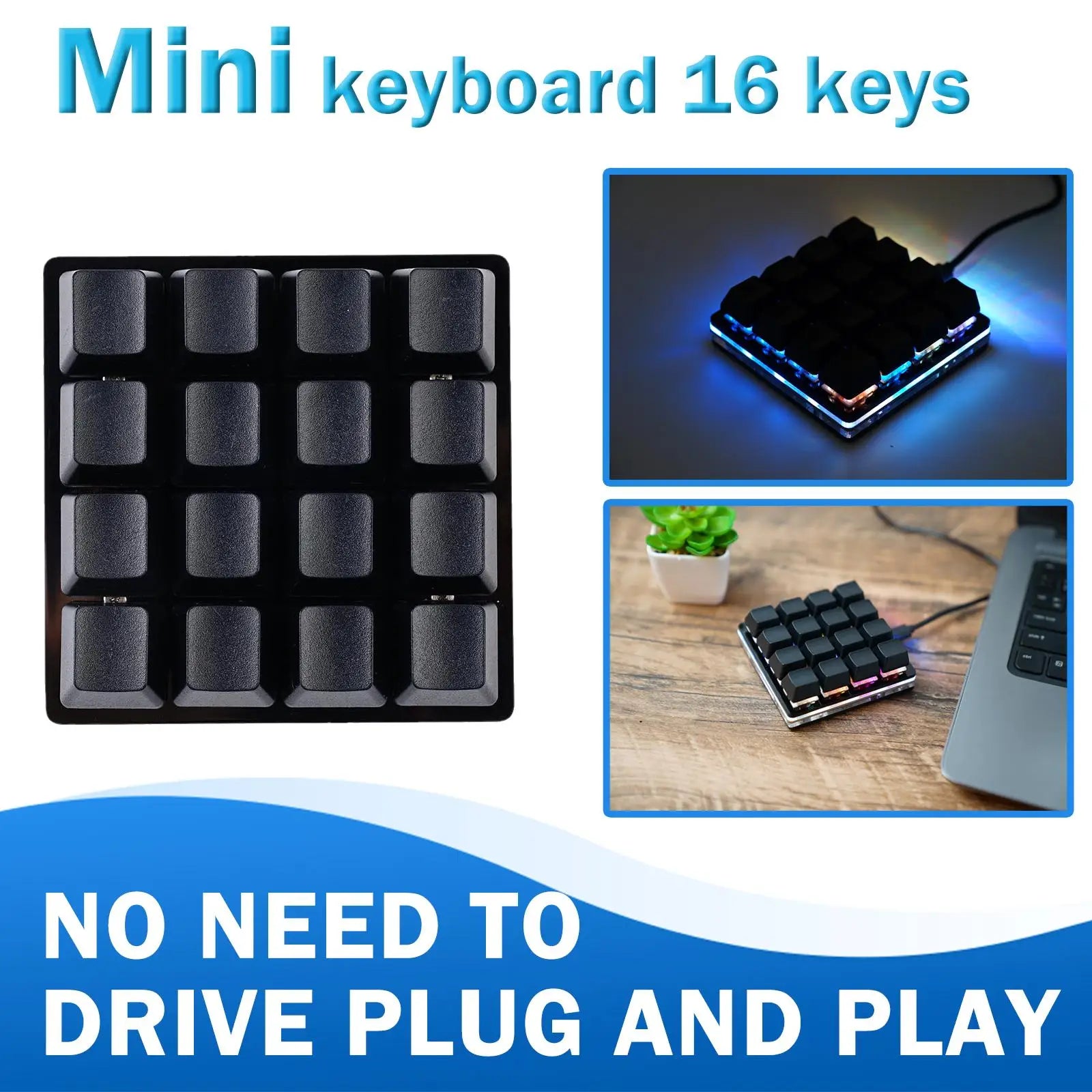16 Key Automatic Click SayoDevice Programmable Hardware Keyboard Custom Shortcut Keys Mechanical Keyboard Black Small Keyboard